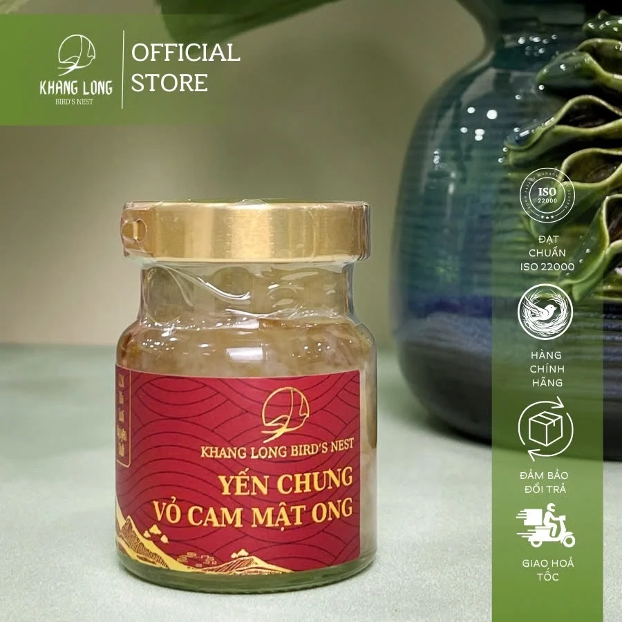 Combo 10 Hũ Yến Chưng Tiệt Trùng Vỏ Cam Mật Ong Khang Long  -  Hàm lượng yến 50% -  Có hộp