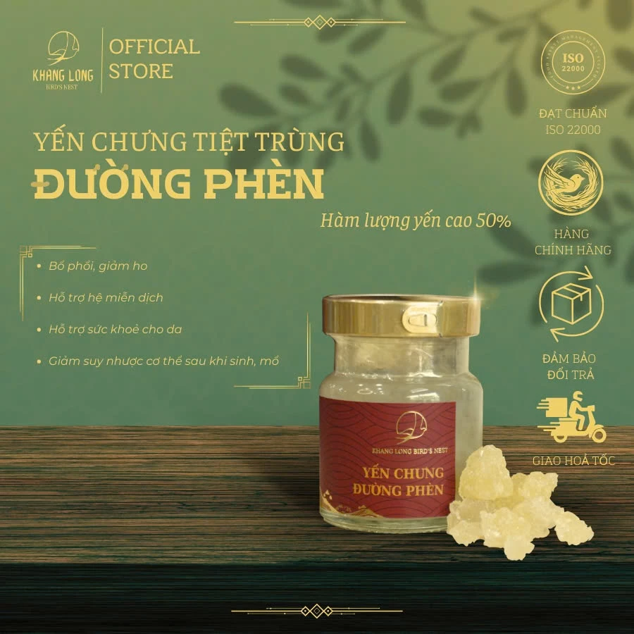 Combo 10 Hũ Yến Chưng Tiệt Trùng Đường Phèn Khang Long  -  Hàm lượng yến 50% -  Có hộp