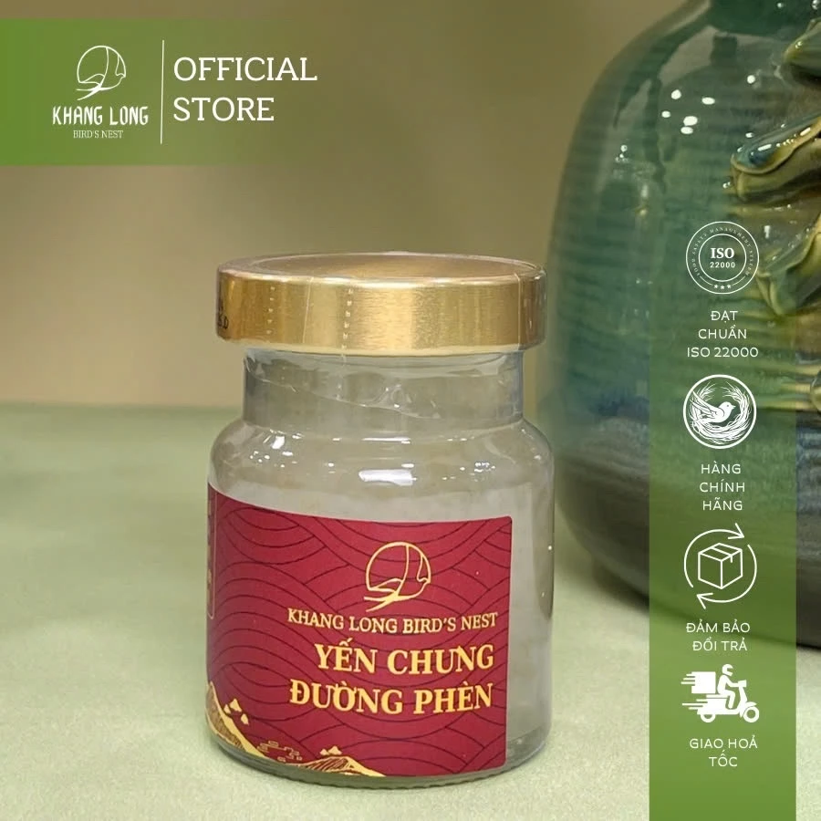 Combo 10 Hũ Yến Chưng Tiệt Trùng Đường Phèn Khang Long  -  Hàm lượng yến 50% -  Có hộp
