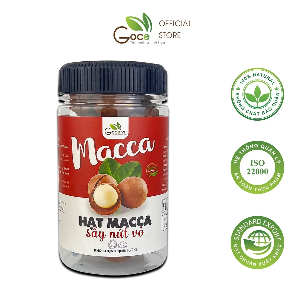 Hộp 160g Hạt macca (mắc ca) sấy nứt vỏ Goce