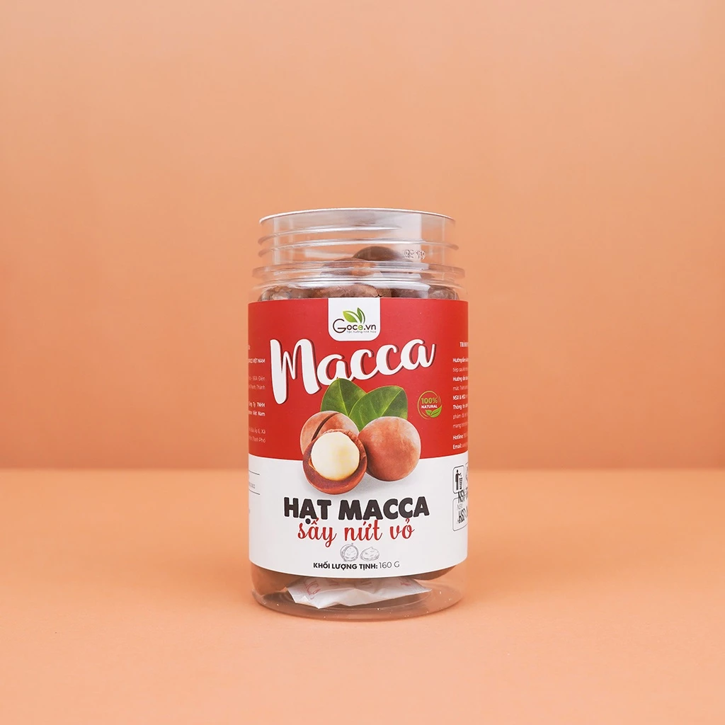 Hộp 160g Hạt macca (mắc ca) sấy nứt vỏ Goce