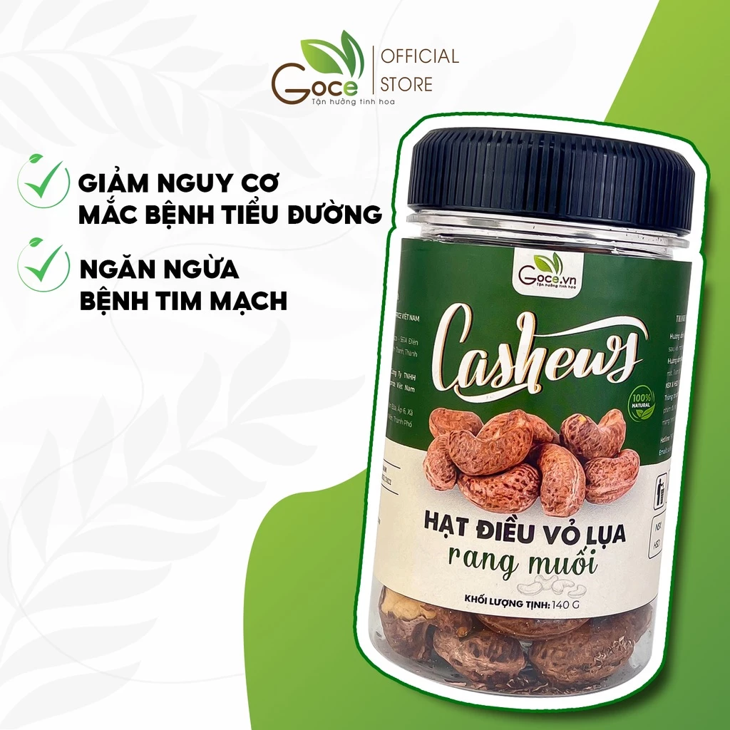 Hộp 140g Hạt điều vỏ lụa rang muối Goce