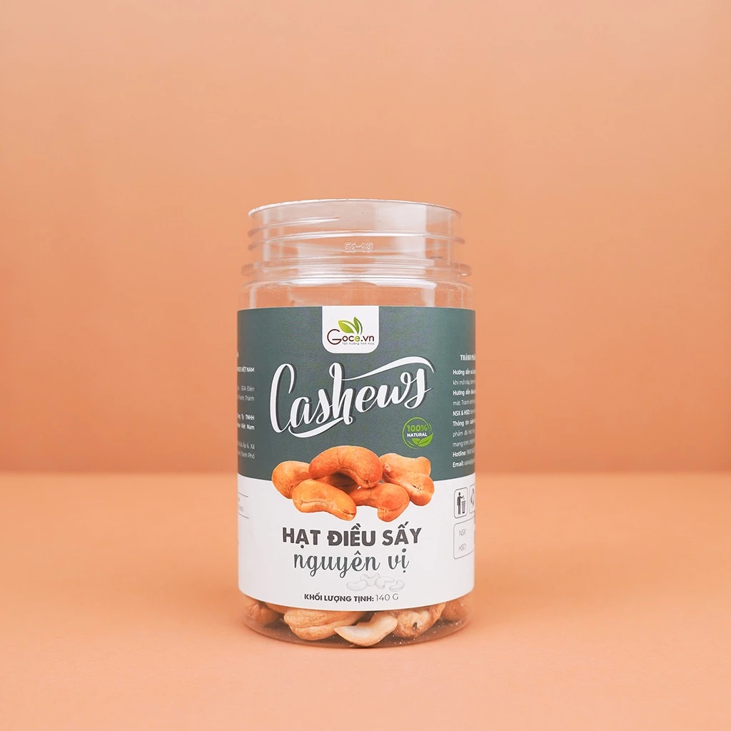 Hộp 140g Hạt điều vỏ lụa rang muối nguyên vị không vỏ lụa Goce