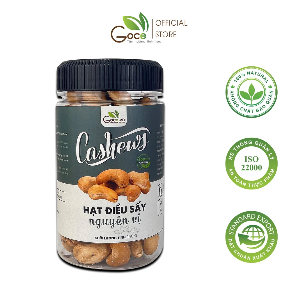Hộp 140g Hạt điều vỏ lụa rang muối nguyên vị không vỏ lụa Goce