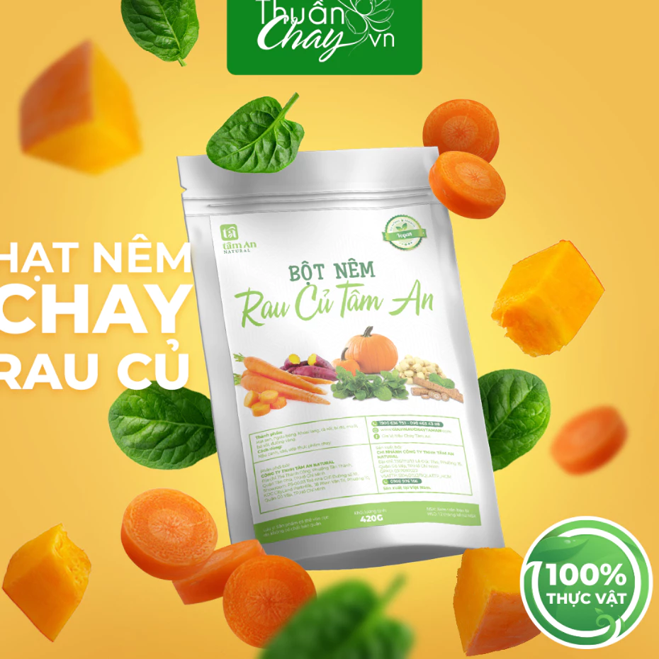 Gói Bột Nêm Rau Củ Thuần Chay VN 420g - Không bột ngọt, đậm đà hương vị món ăn