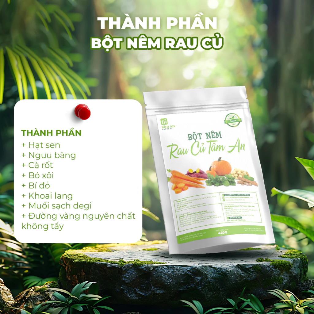 Gói Bột Nêm Rau Củ Thuần Chay VN 420g - Không bột ngọt, đậm đà hương vị món ăn