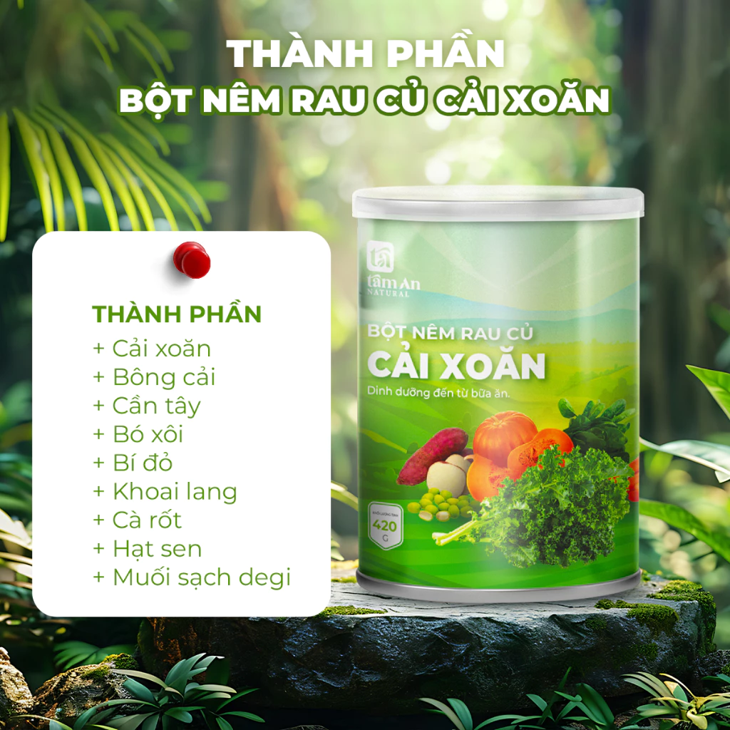 Bột Nêm Cải Xoăn Rau Củ Thuần Chay VN 420g - Đậm đà hương vị món ăn