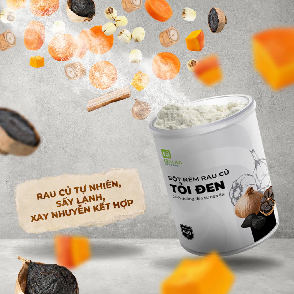 Bột Nêm Rau Củ Tỏi Đen Thuần Chay VN 420g - Đậm đà món ăn, tăng sức đề kháng