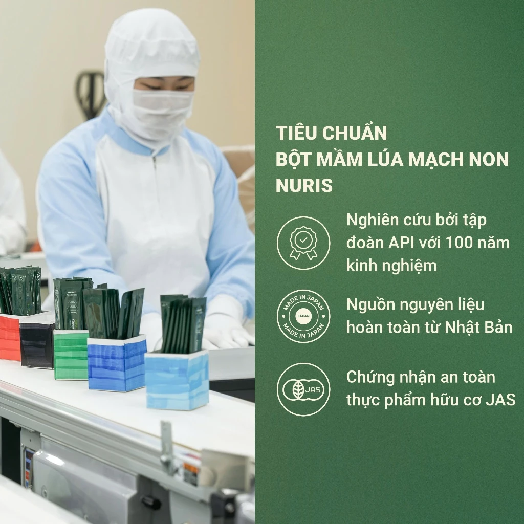 [MUA 5 TẶNG 1] Combo 5 Túi bột mầm lúa mạch non Nuris Nhật Bản bổ sung lợi khuẩn lên men từ thực vật