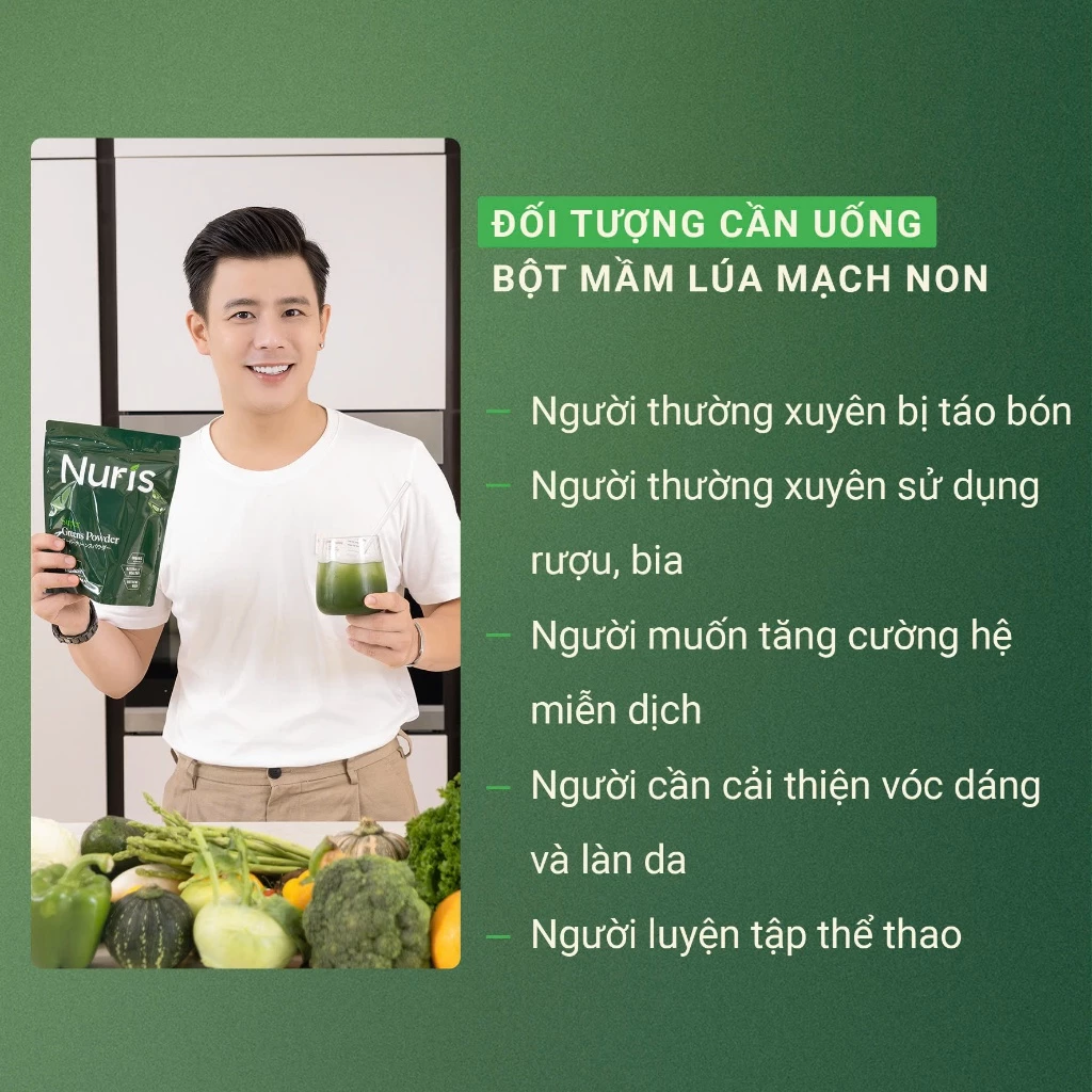 [MUA 5 TẶNG 1] Combo 5 Túi bột mầm lúa mạch non Nuris Nhật Bản bổ sung lợi khuẩn lên men từ thực vật