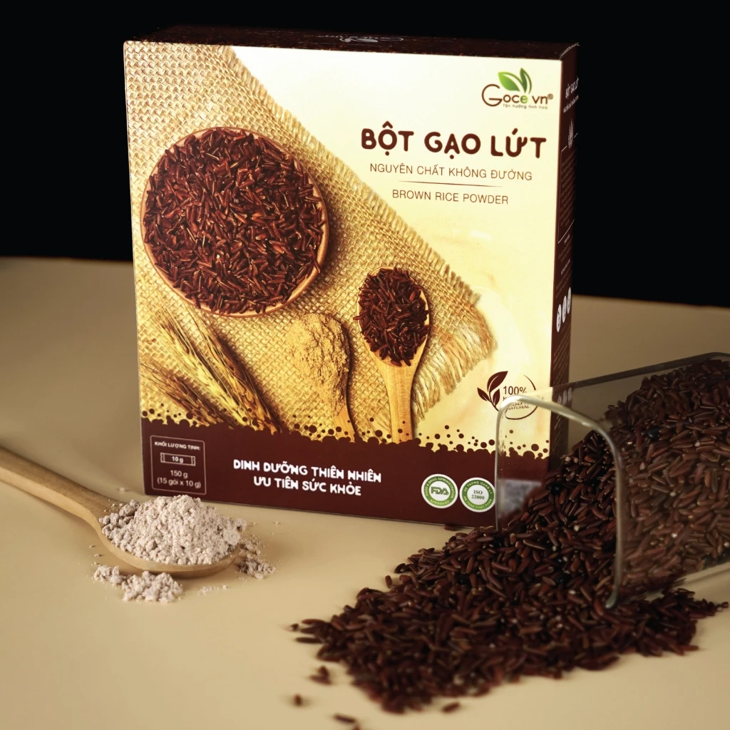 Hộp 150g Bột gạo lứt nguyên chất Goce (15 gói x 10g)