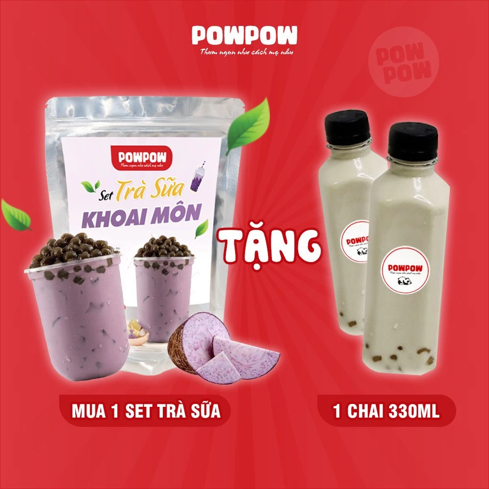 Set nguyên liệu pha trà sữa trân châu vị Khoai môn tự nấu POWPOW - nấu được 15 - 20 ly