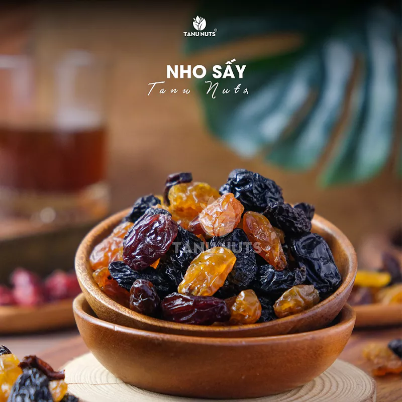 Nho khô Raisins 3 màu TANU NUTS không đường Chile sấy chua ngọt