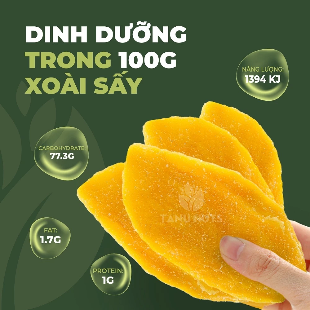 Xoài sấy dẻo TANU NUTS tốt cho người ăn kiêng, bà bầu.