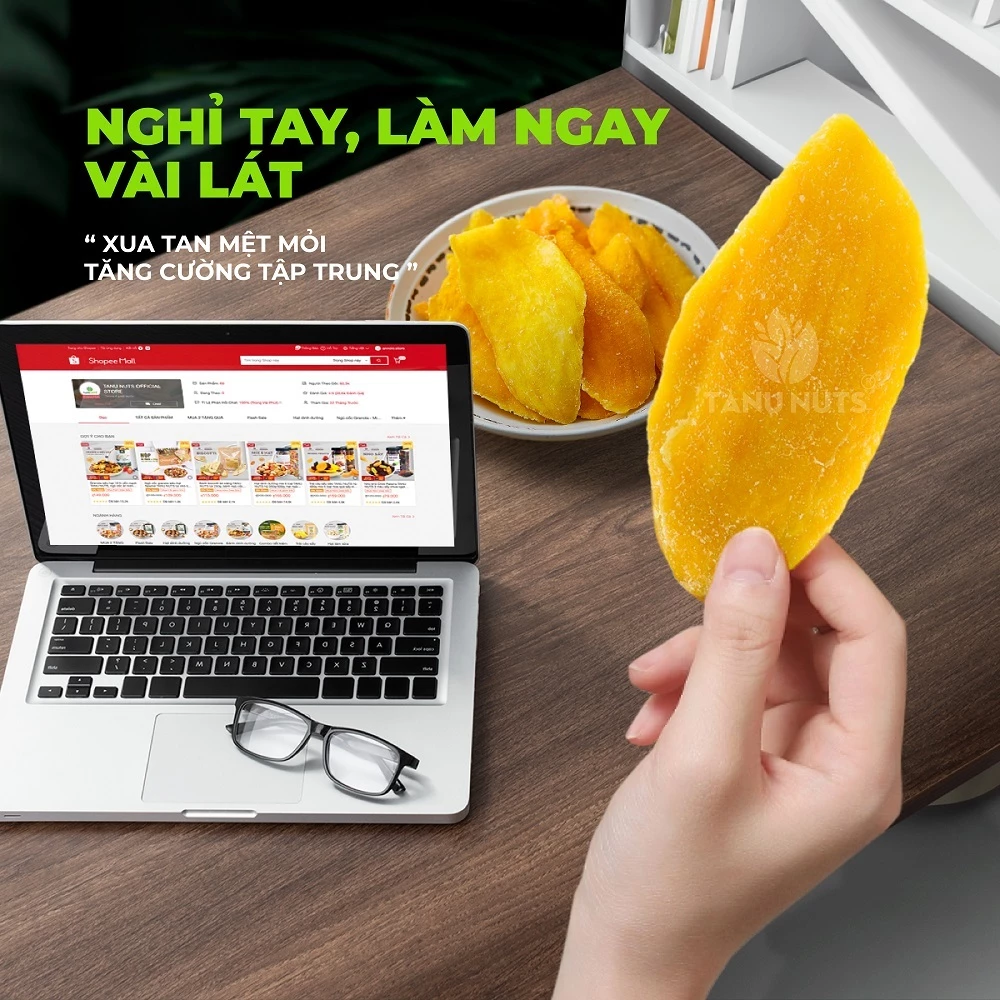 Xoài sấy dẻo TANU NUTS tốt cho người ăn kiêng, bà bầu.