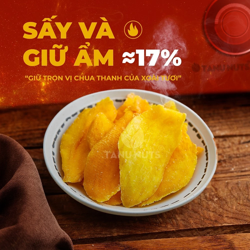 Xoài sấy dẻo TANU NUTS tốt cho người ăn kiêng, bà bầu.