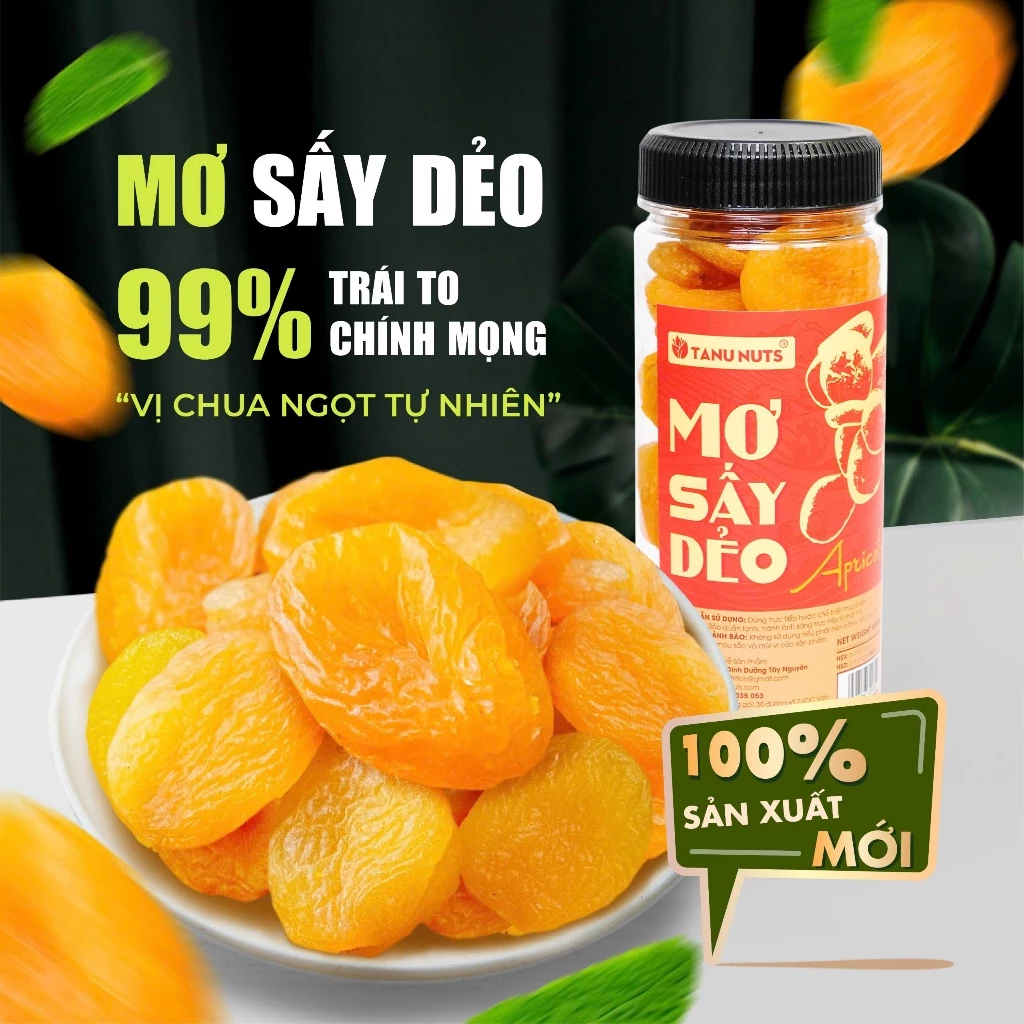 Mơ sấy dẻo Thổ Nhĩ Kỳ TANU NUTS ăn kiêng, ăn vặt mẹ bầu