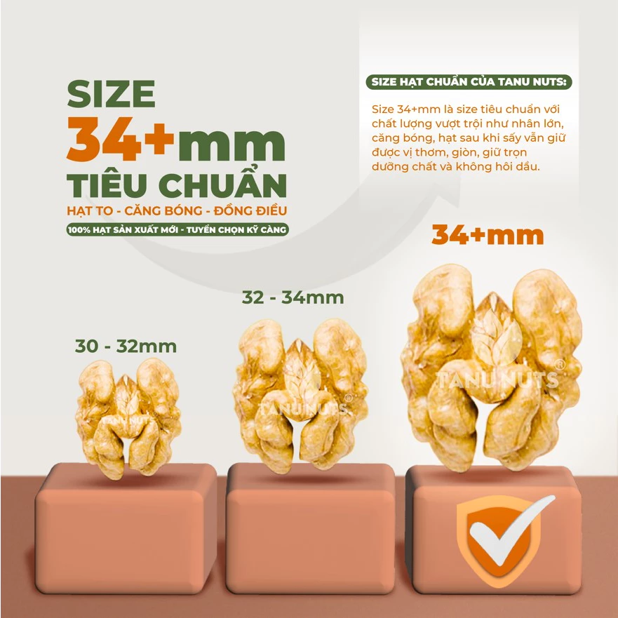 Nhân óc chó vàng tách vỏ Chile TANU NUTS dinh dưỡng cho bà bầu, ăn kiêng, giảm cân