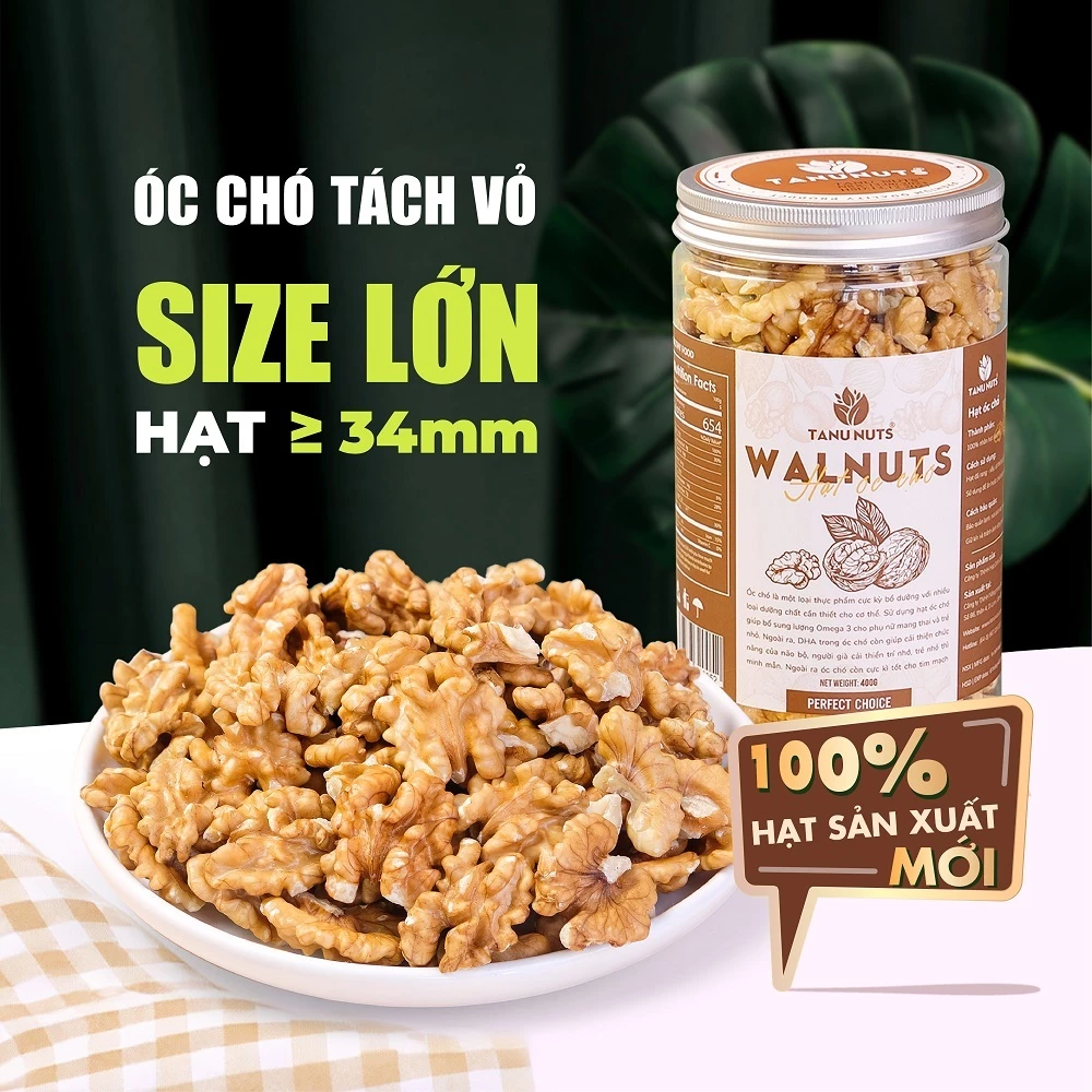 Nhân óc chó vàng tách vỏ Chile TANU NUTS dinh dưỡng cho bà bầu, ăn kiêng, giảm cân