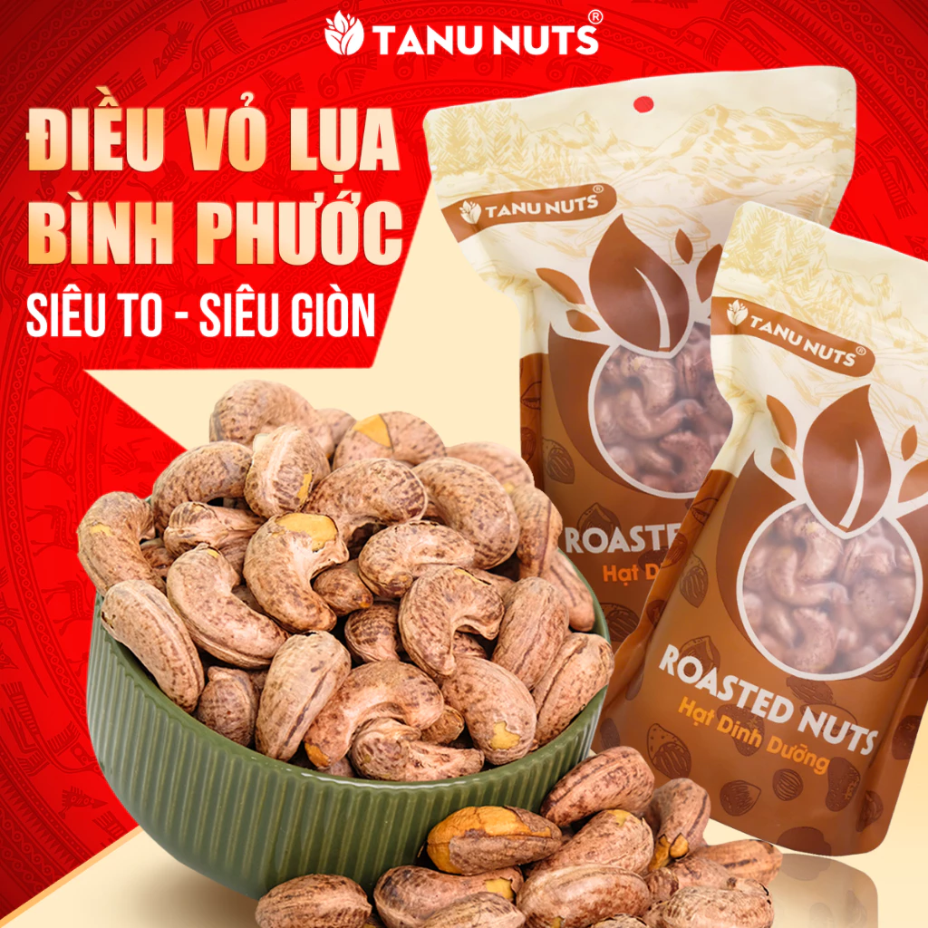 Hạt điều rang muối nguyên hạt TANU NUTS dinh dưỡng cho bà bầu, ăn kiêng, giảm cân