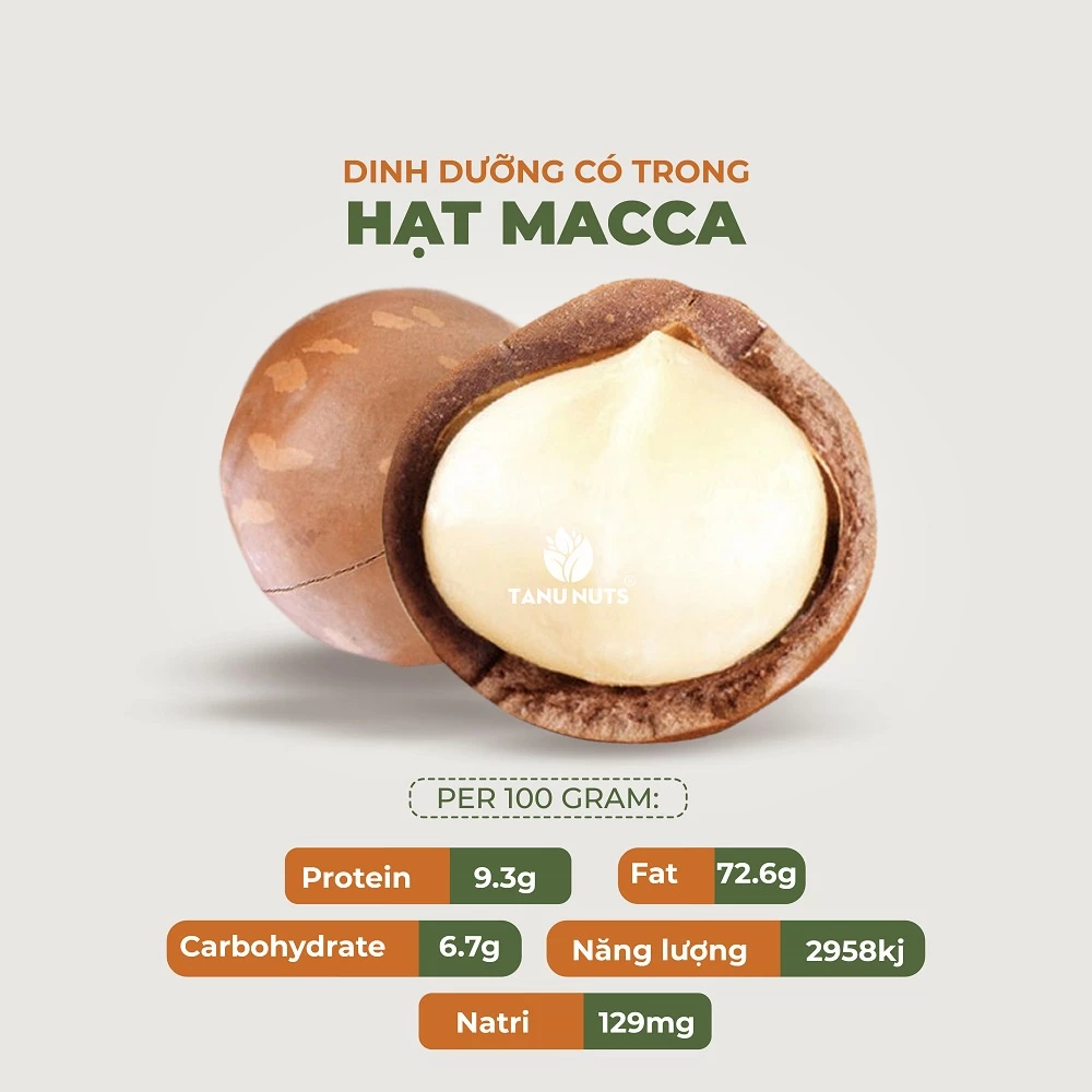 Nhân macca tách vỏ Tây Nguyên rang sấy TANU NUTS dinh dưỡng cho bà bầu, ăn kiêng, giảm cân