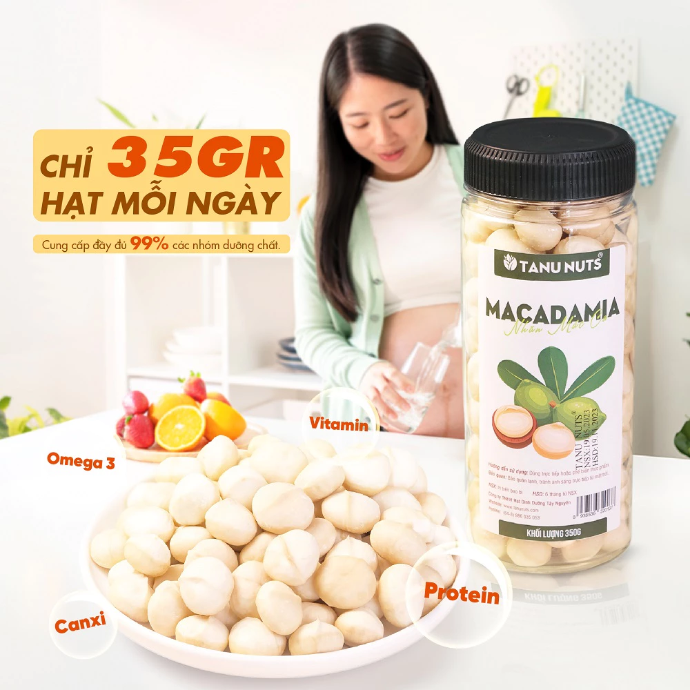 Nhân macca tách vỏ Tây Nguyên rang sấy TANU NUTS dinh dưỡng cho bà bầu, ăn kiêng, giảm cân