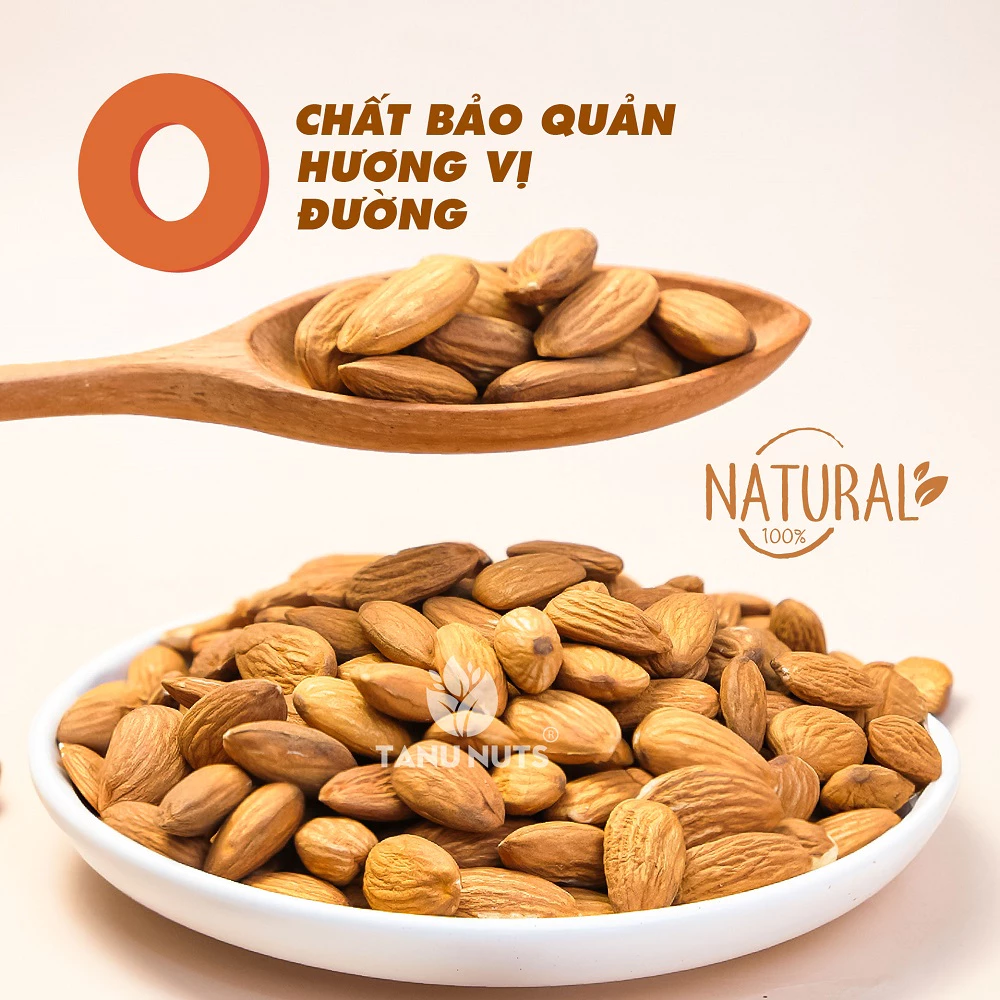 Hạt hạnh nhân rang sấy chín TANU NUTS dinh dưỡng cho bà bầu, ăn kiêng, giảm cân