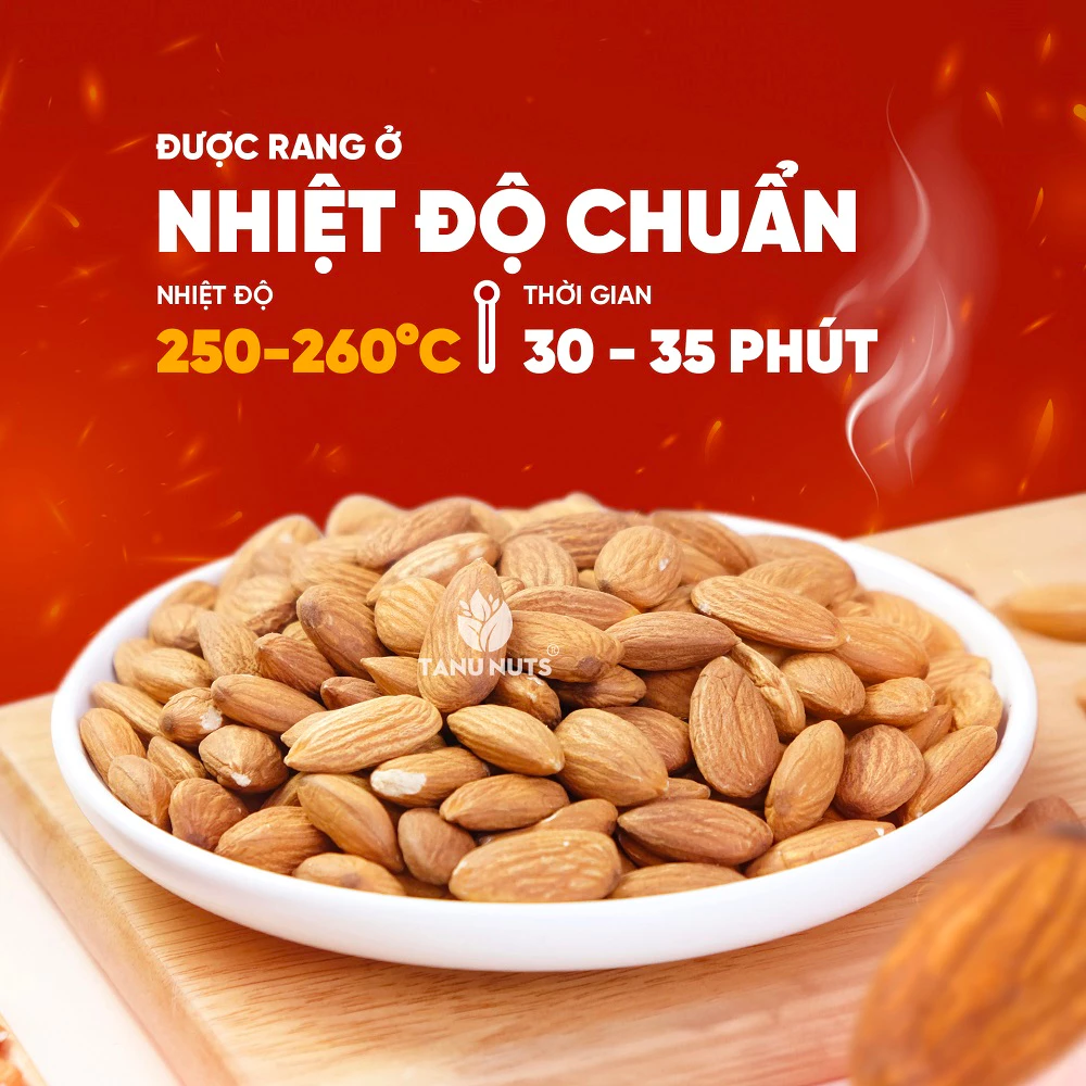 Hạt hạnh nhân rang sấy chín TANU NUTS dinh dưỡng cho bà bầu, ăn kiêng, giảm cân