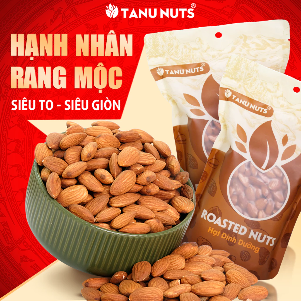 Hạt hạnh nhân rang sấy chín TANU NUTS dinh dưỡng cho bà bầu, ăn kiêng, giảm cân