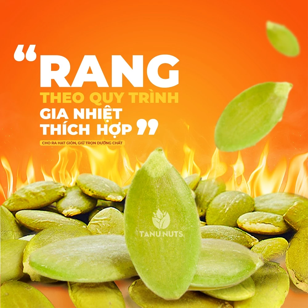 Hạt bí xanh rang chín tách vỏ Ấn Độ TANU NUTS sấy giòn nguyên vị