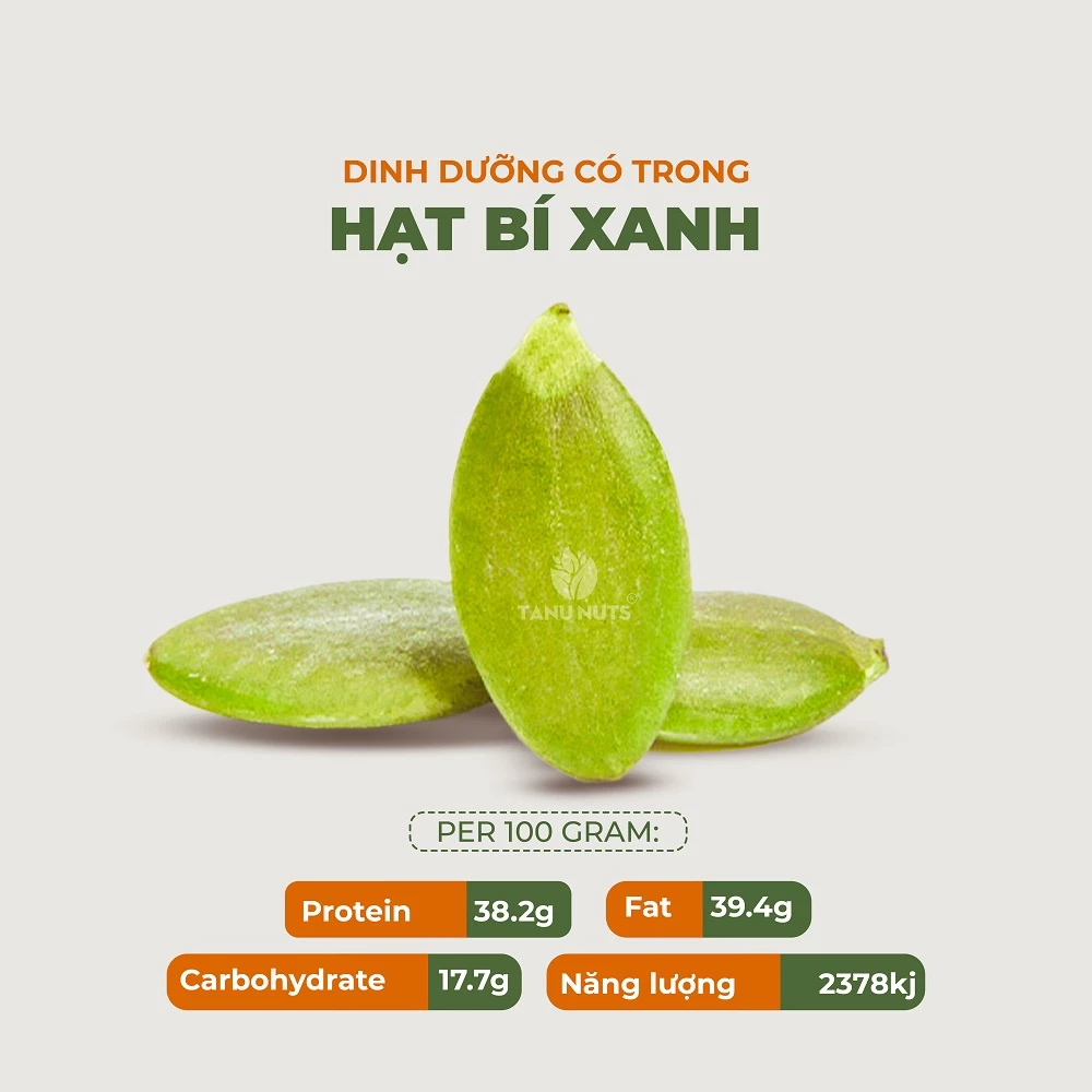 Hạt bí xanh rang chín tách vỏ Ấn Độ TANU NUTS sấy giòn nguyên vị