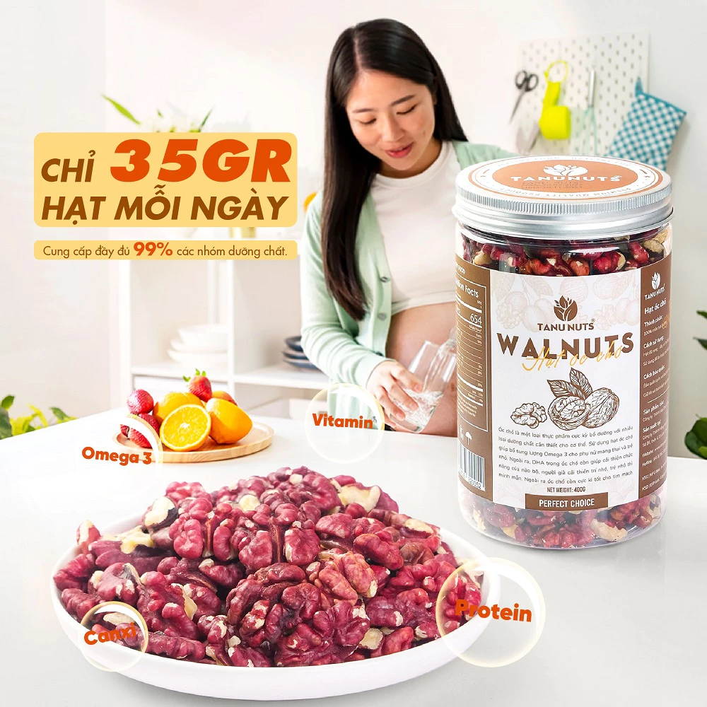 Nhân óc chó đỏ tách vỏ Mỹ TANU NUTS dinh dưỡng cho bà bầu, ăn kiêng, giảm cân