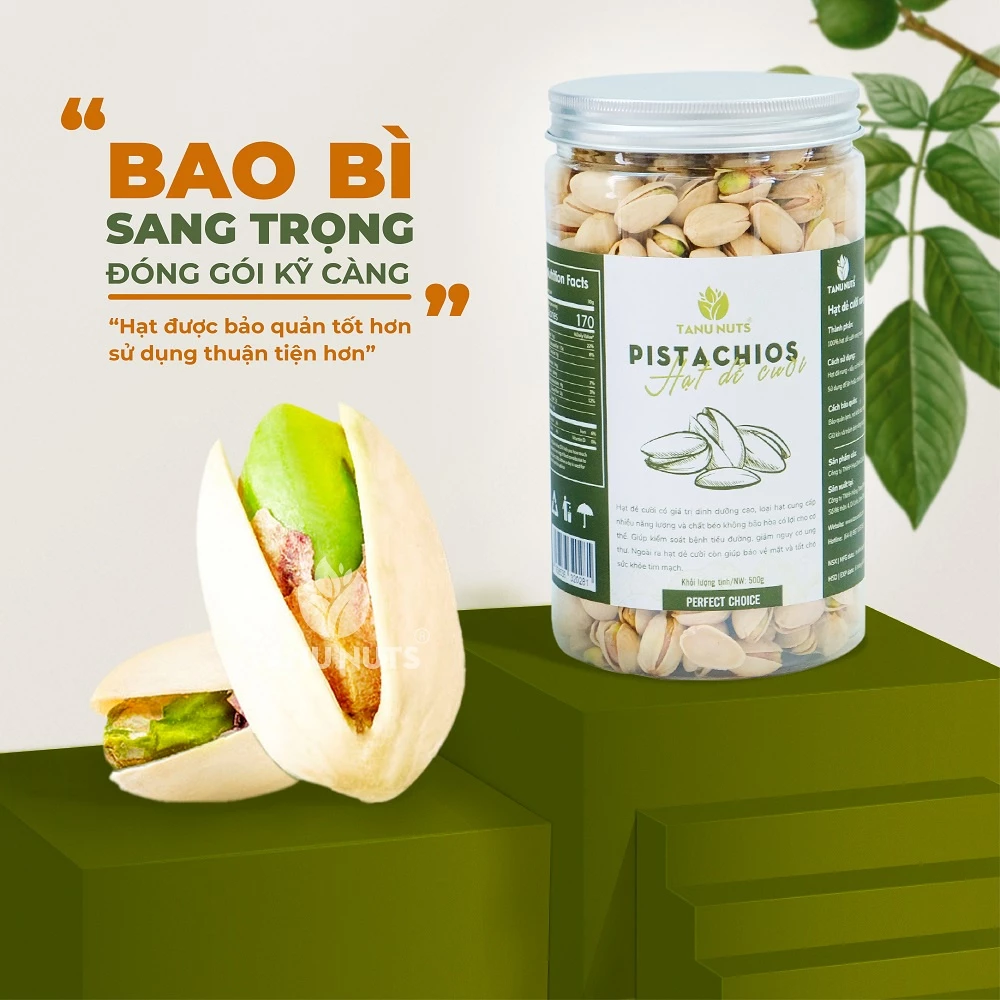 Hạt dẻ cười rang muối không tẩy trắng TANU NUTS giàu dinh dưỡng