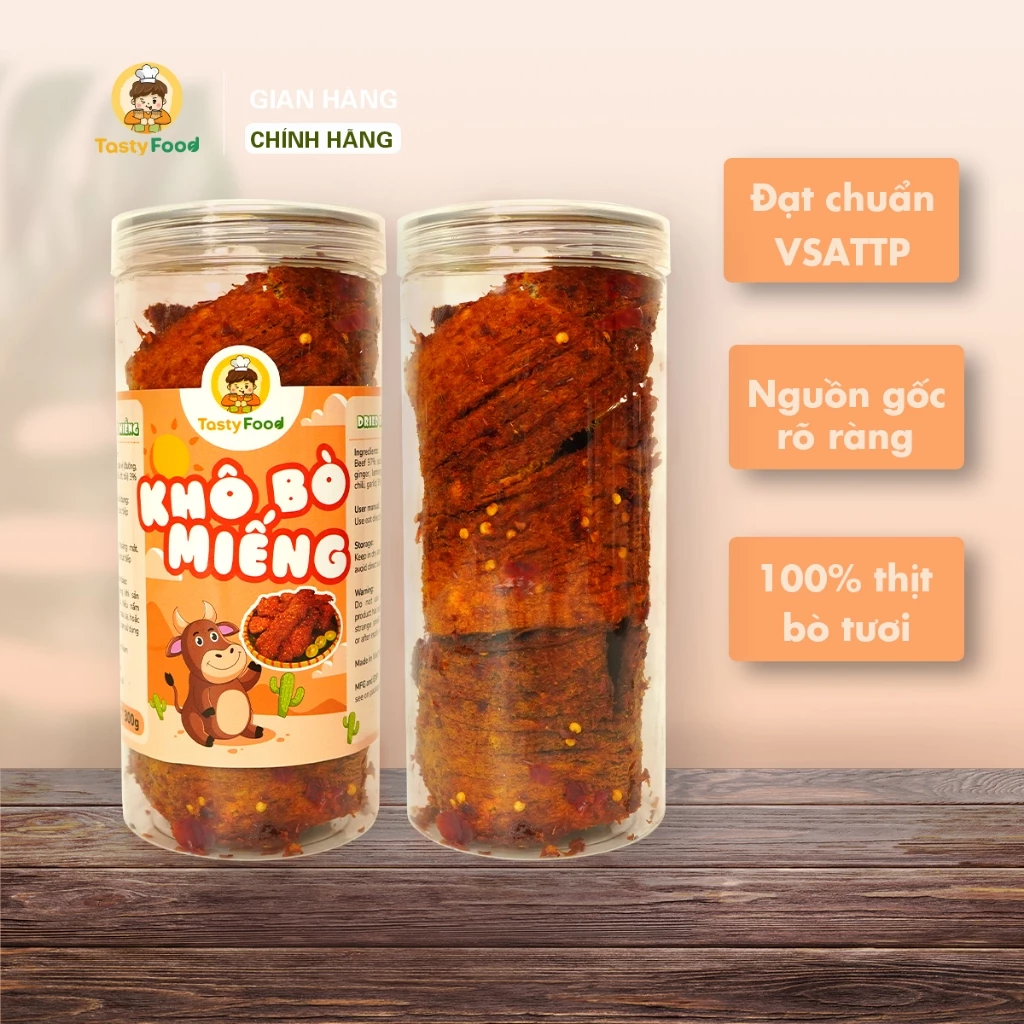 Khô Bò Miếng Mềm Tasty Food Hũ 300G