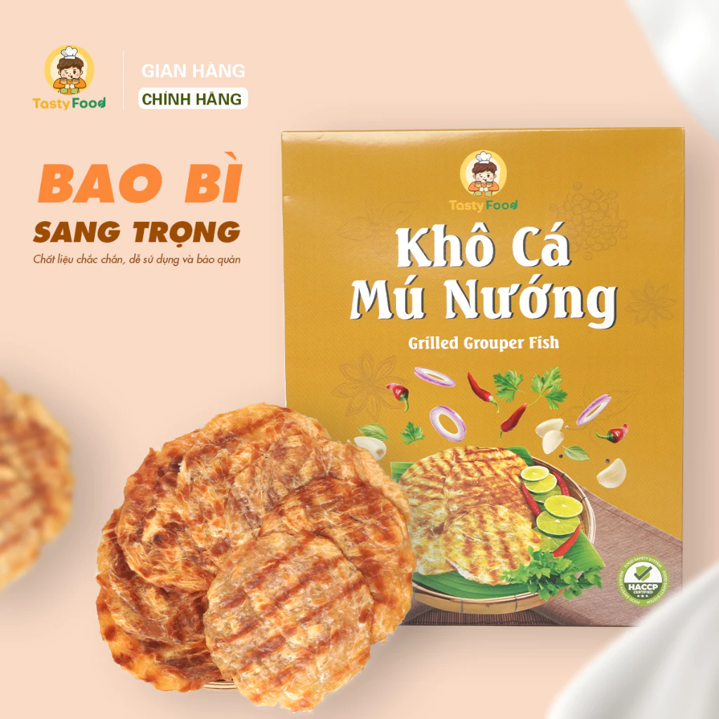 Khô Cá Mú Nướng Tasty Food Hộp Giấy 500g