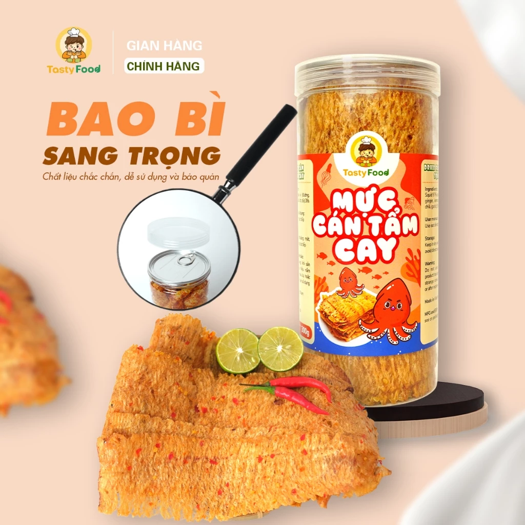 Mực Cán Tẩm Gia Vị Cay Tasty Food Hũ 300G