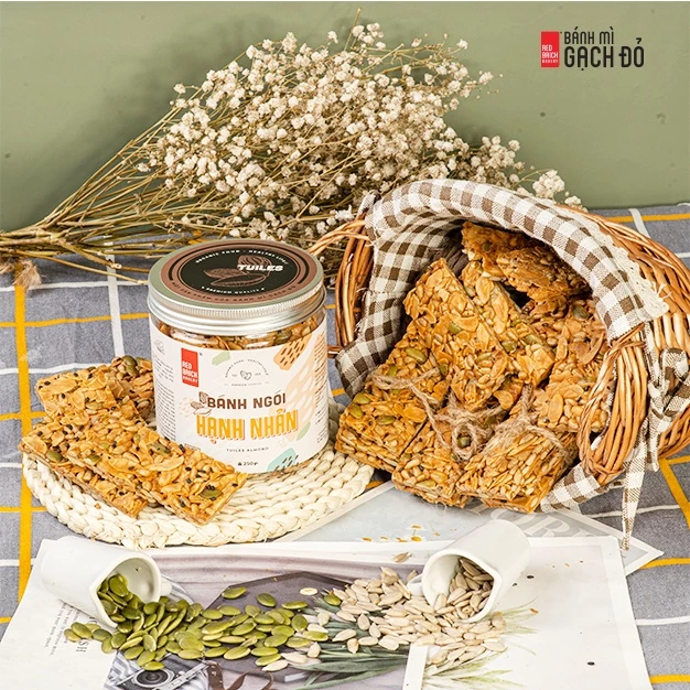Bánh Ngói Hạnh Nhân Gạch Đỏ 250g, Không Tinh Bột, 100% Từ hạt, Chuẩn Keto