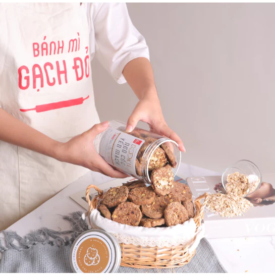 Bánh Cookie Ngũ Cốc Yến Mạch Gạch Đỏ 300g, Không Bột Mì, Ít Calo, Giàu Dinh Dưỡng Healthy