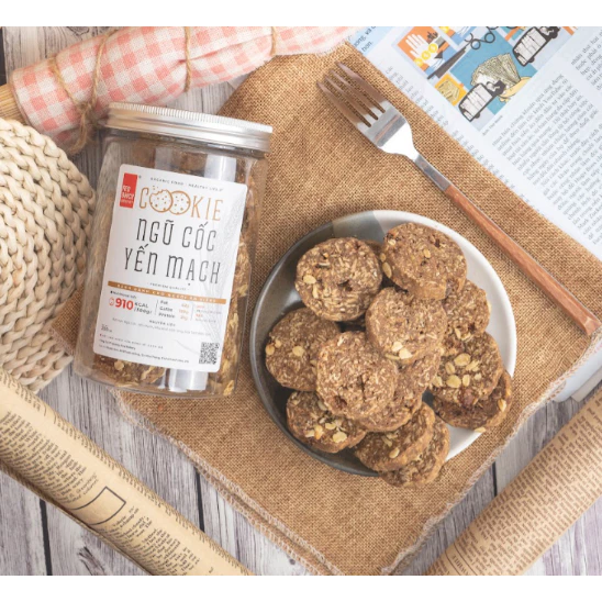 Bánh Cookie Ngũ Cốc Yến Mạch Gạch Đỏ 300g, Không Bột Mì, Ít Calo, Giàu Dinh Dưỡng Healthy