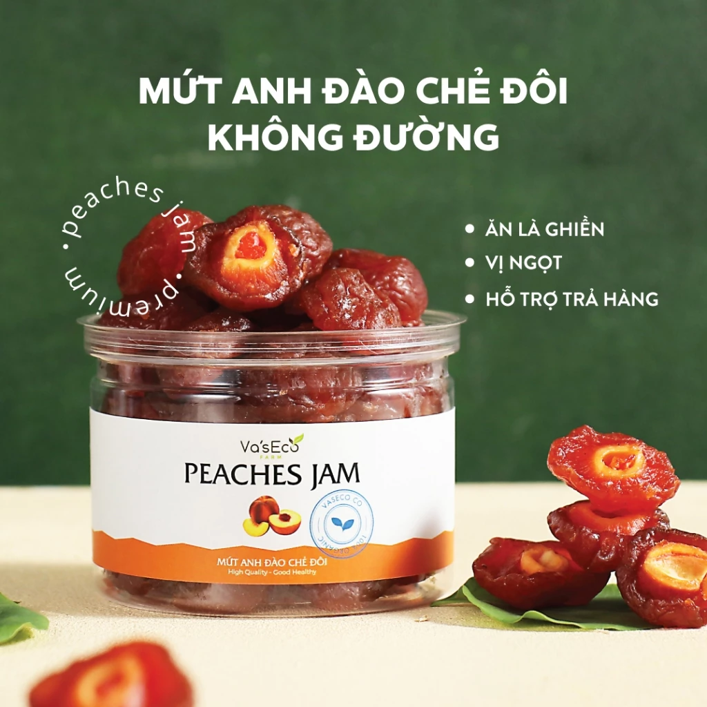 Mứt anh đào chẻ đôi hộp 250g Va'sEco Farm