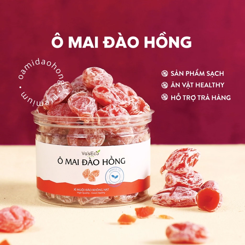 Ô mai đào hồng VasEco Farm hũ 250g