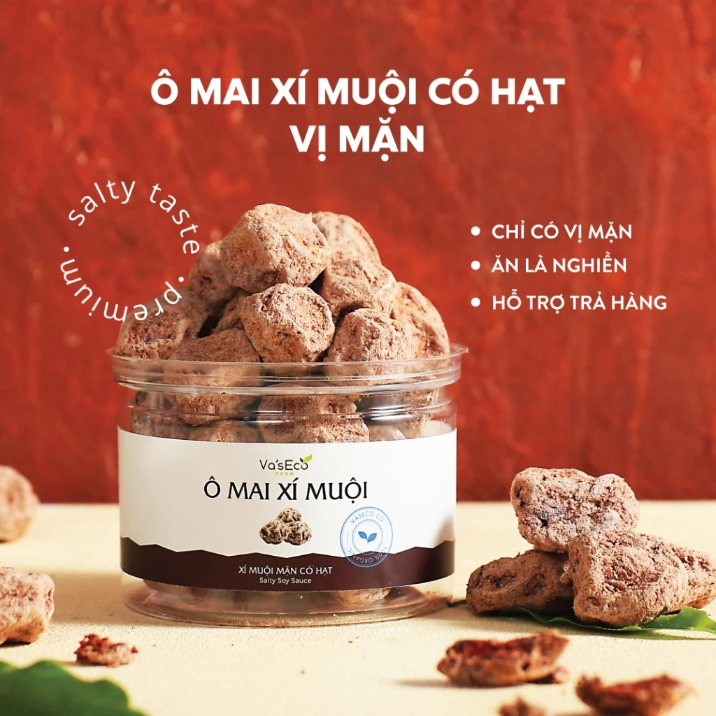 Ô mai xí muội mặn có hạt Va'sEco Farm hũ 220g