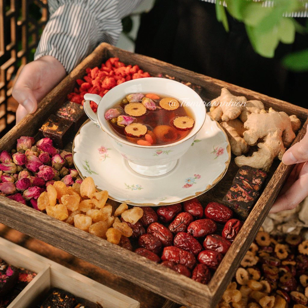 Trà Gừng Đường Nâu Thảo Mộc An Nhiên giảm đau bụng kinh,ấm tử cung, bổ máu, giữ ấm cơ thể