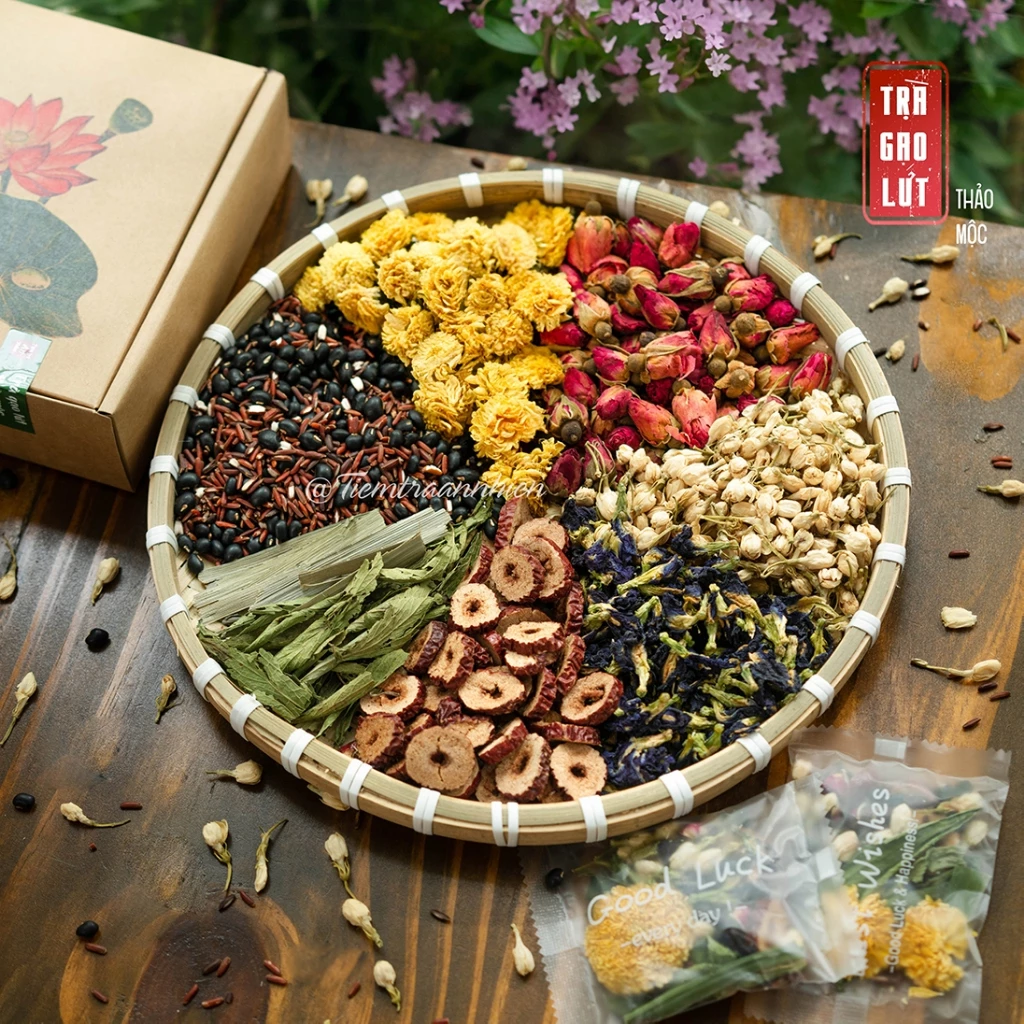 Trà Gạo Lứt Thảo Mộc An Nhiên mix 8 vị thảo mộc thải độc gan, thanh lọc cơ thể, dưỡng da