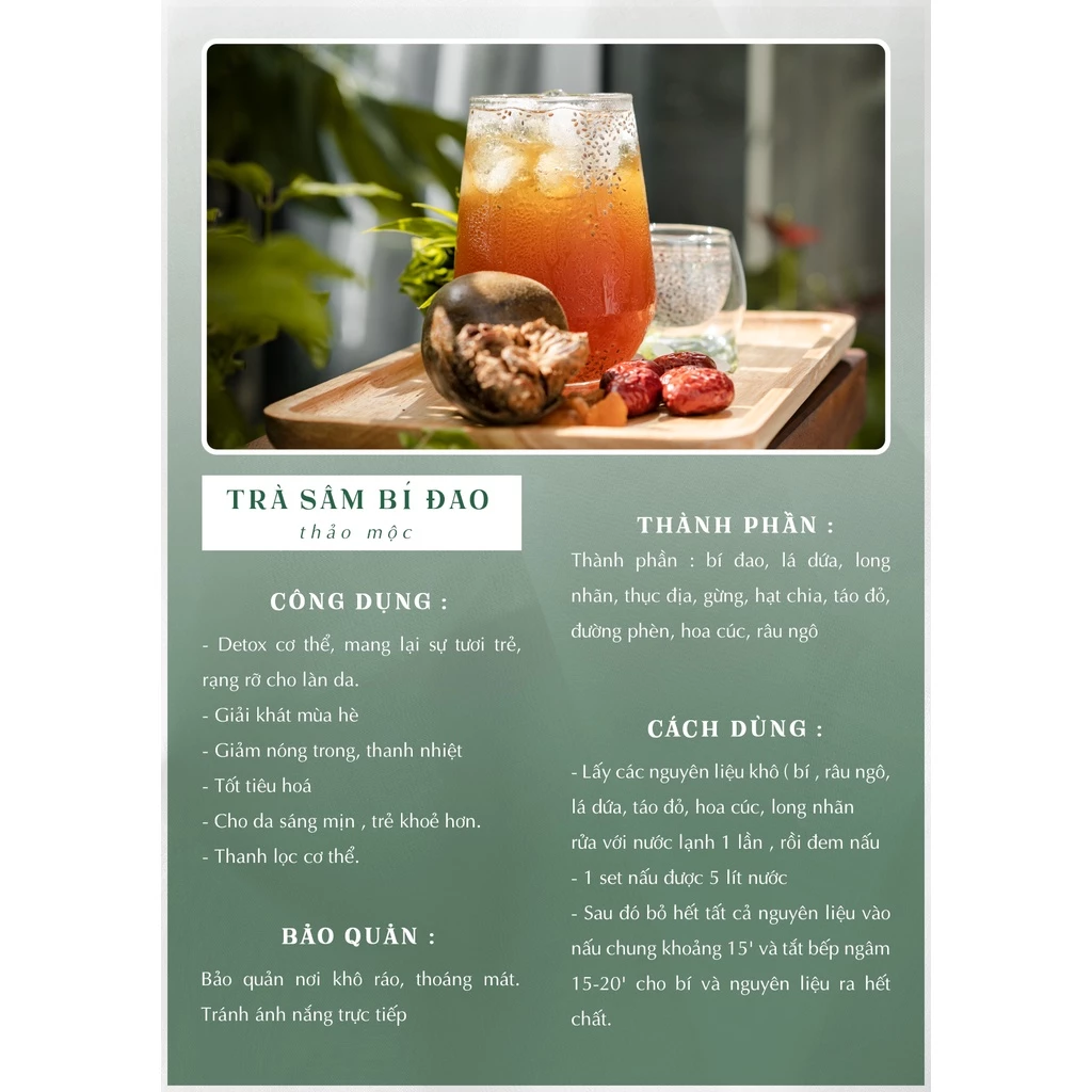 Trà sâm bí đao thảo mộc set nấu tại nhà An Nhiên thanh lọc cơ thể, giải khát mùa hè thải độc gan đẹp da