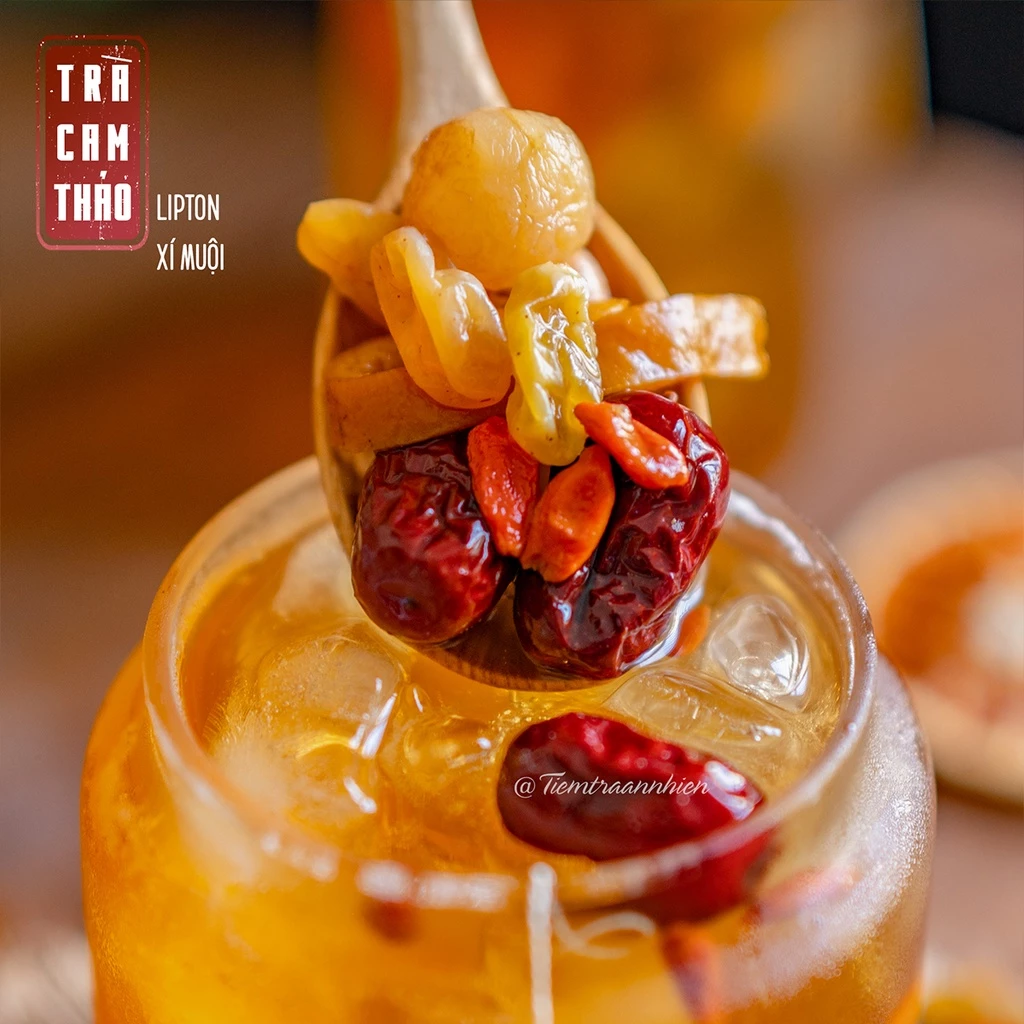 Trà Lipton xí muội thảo mộc An Nhiên giải khát, set trà pha sẵn kèm công thức
