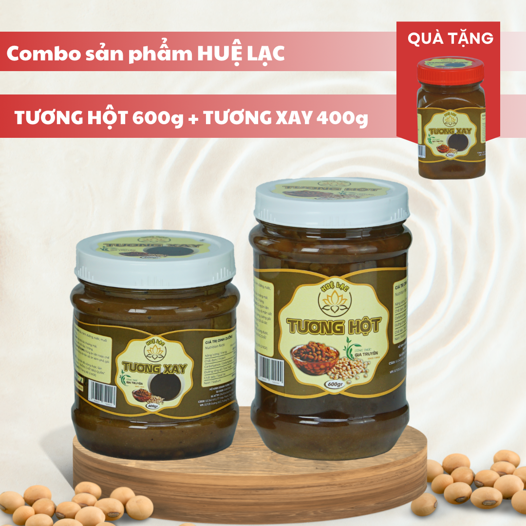 Combo Tương Hột 600gr, Tương Xay 400gr Huệ Lạc